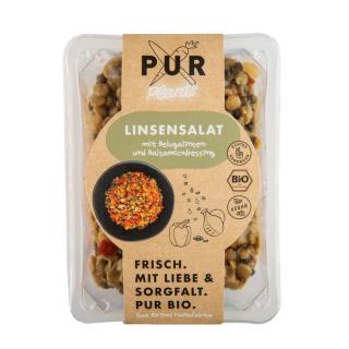 Linsen Salat mit Paprika und Rauchöl