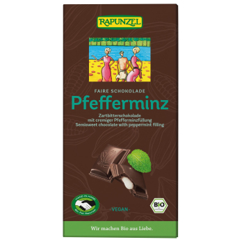Zartbitterschokolade mit Pfefferminzfüllung