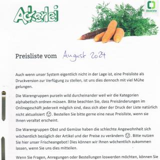 Preisliste Ackerlei